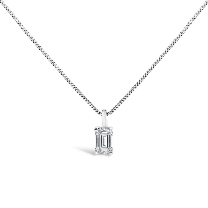 Lab-Grown Emerald-Cut Solitaire Diamond Pendant Necklace in 14K Gold, photo 2