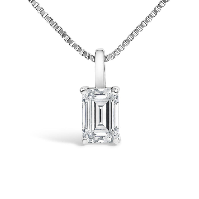 Lab-Grown Emerald-Cut Solitaire Diamond Pendant Necklace in 14K Gold, photo 4