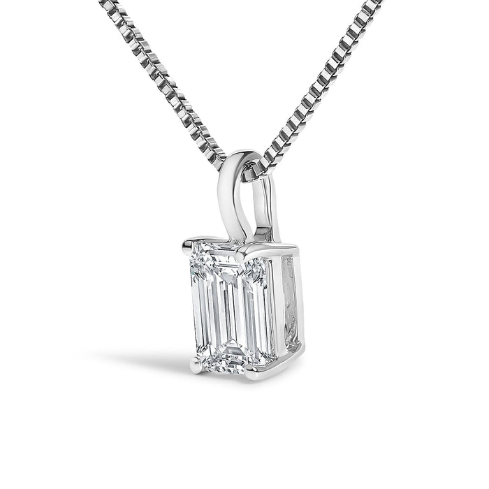 Lab-Grown Emerald-Cut Solitaire Diamond Pendant Necklace in 14K Gold, photo 12