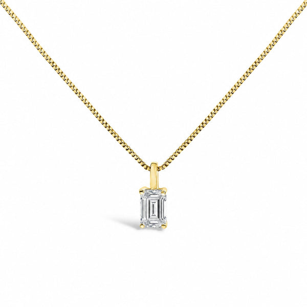 Lab-Grown Emerald-Cut Solitaire Diamond Pendant Necklace in 14K Gold, photo 1