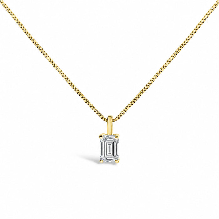 Lab-Grown Emerald-Cut Solitaire Diamond Pendant Necklace in 14K Gold, photo 3
