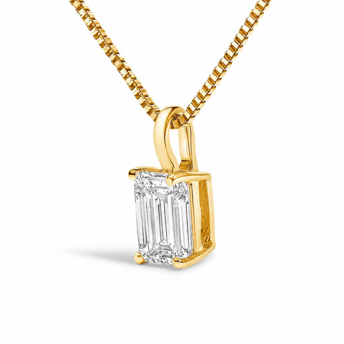 Lab-Grown Emerald-Cut Solitaire Diamond Pendant Necklace in 14K Gold, photo 11