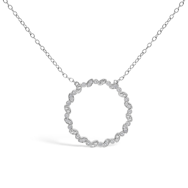 1/7 Ct. T.W. Lab-Grown Diamond Beaded Love Circle Pendant Necklace in Sterling Silver, photo 1