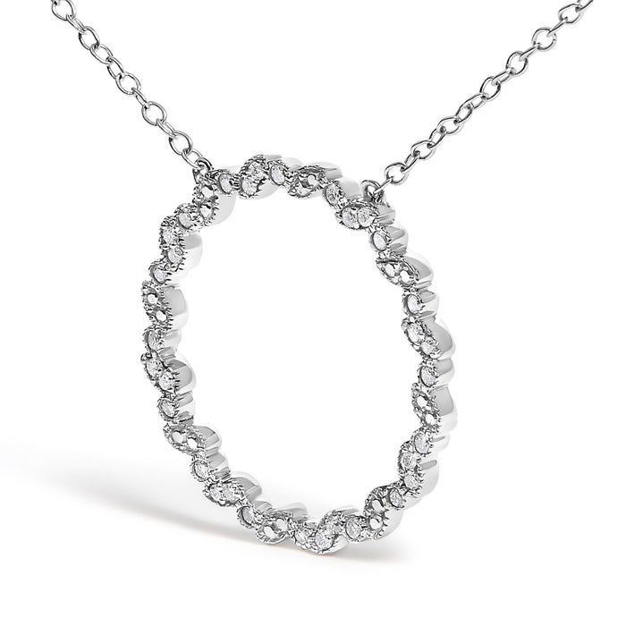 1/7 Ct. T.W. Lab-Grown Diamond Beaded Love Circle Pendant Necklace in Sterling Silver, photo 4