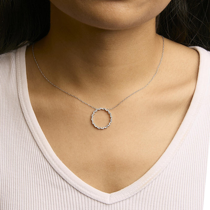 1/7 Ct. T.W. Lab-Grown Diamond Beaded Love Circle Pendant Necklace in Sterling Silver, photo 3