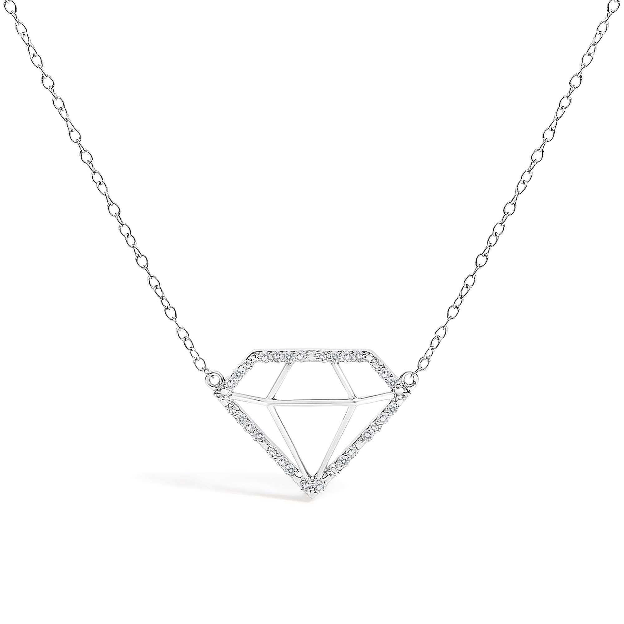 1/7 Ct. T.W. Lab-Grown Diamond Diamond-Shaped Pendant Necklace in Sterling Silver, photo 1