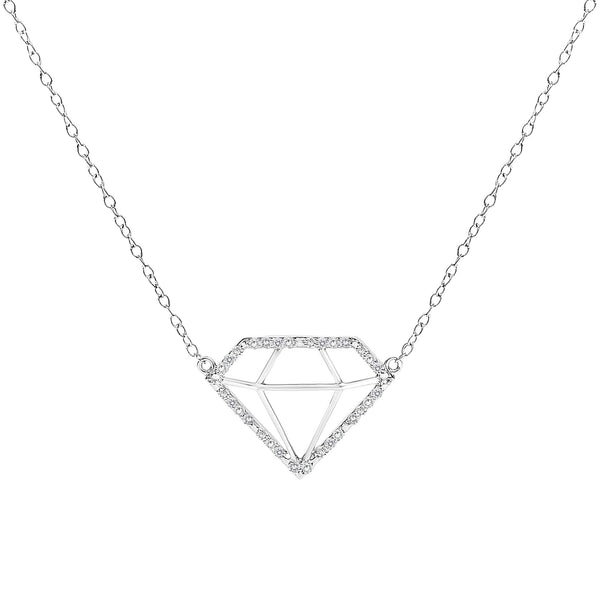 1/7 Ct. T.W. Lab-Grown Diamond Diamond-Shaped Pendant Necklace in Sterling Silver, photo 1