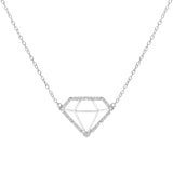 Collar con colgante en forma de diamante con diamantes cultivados en laboratorio de 1/7 ct. p.t. en plata de ley, 18 pulg.