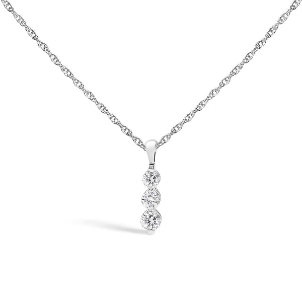 1/7 Ct. T.W. Lab-Grown Diamond Three Stone Diamond Pendant Necklace in Sterling Silver, photo 1