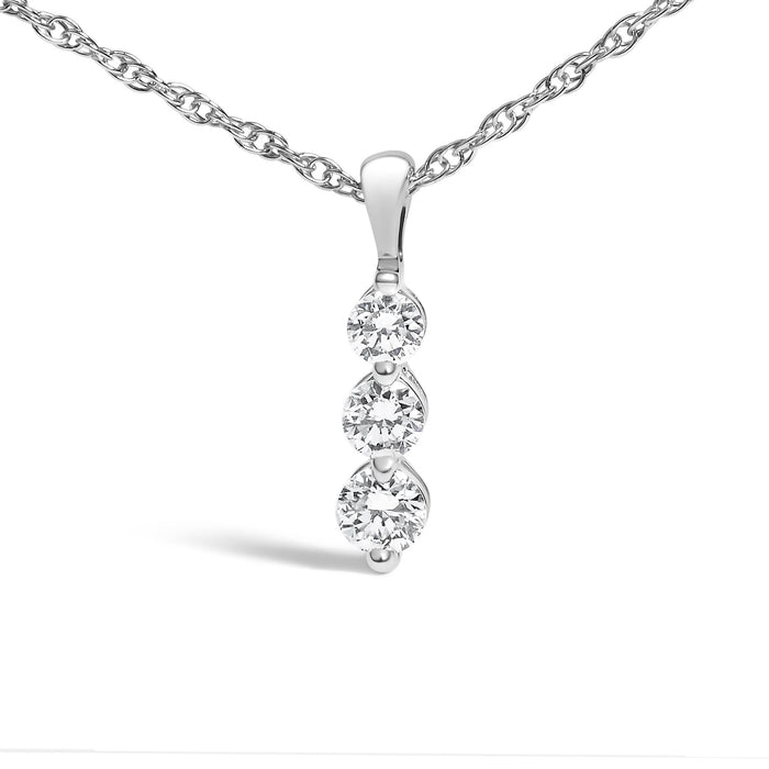1/7 Ct. T.W. Lab-Grown Diamond Three Stone Diamond Pendant Necklace in Sterling Silver, photo 2