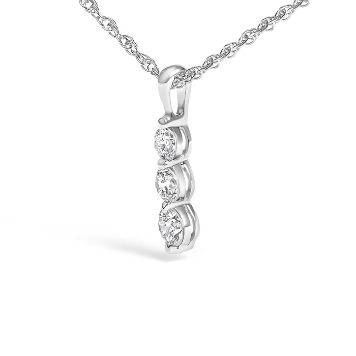 1/7 Ct. T.W. Lab-Grown Diamond Three Stone Diamond Pendant Necklace in Sterling Silver, photo 4