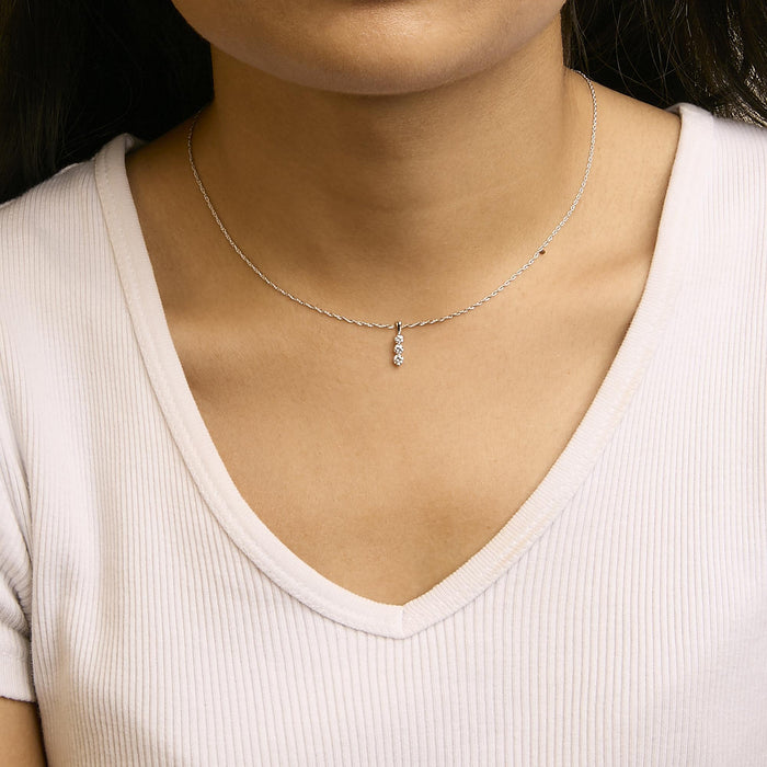 1/7 Ct. T.W. Lab-Grown Diamond Three Stone Diamond Pendant Necklace in Sterling Silver, photo 3
