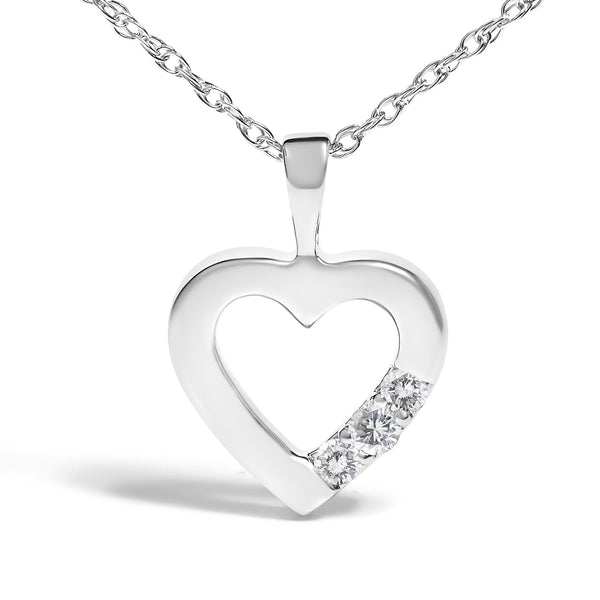 1/4 Ct. T.W. Lab-Grown Diamond Three Stone Heart Pendant Necklace in Sterling Silver, photo 2