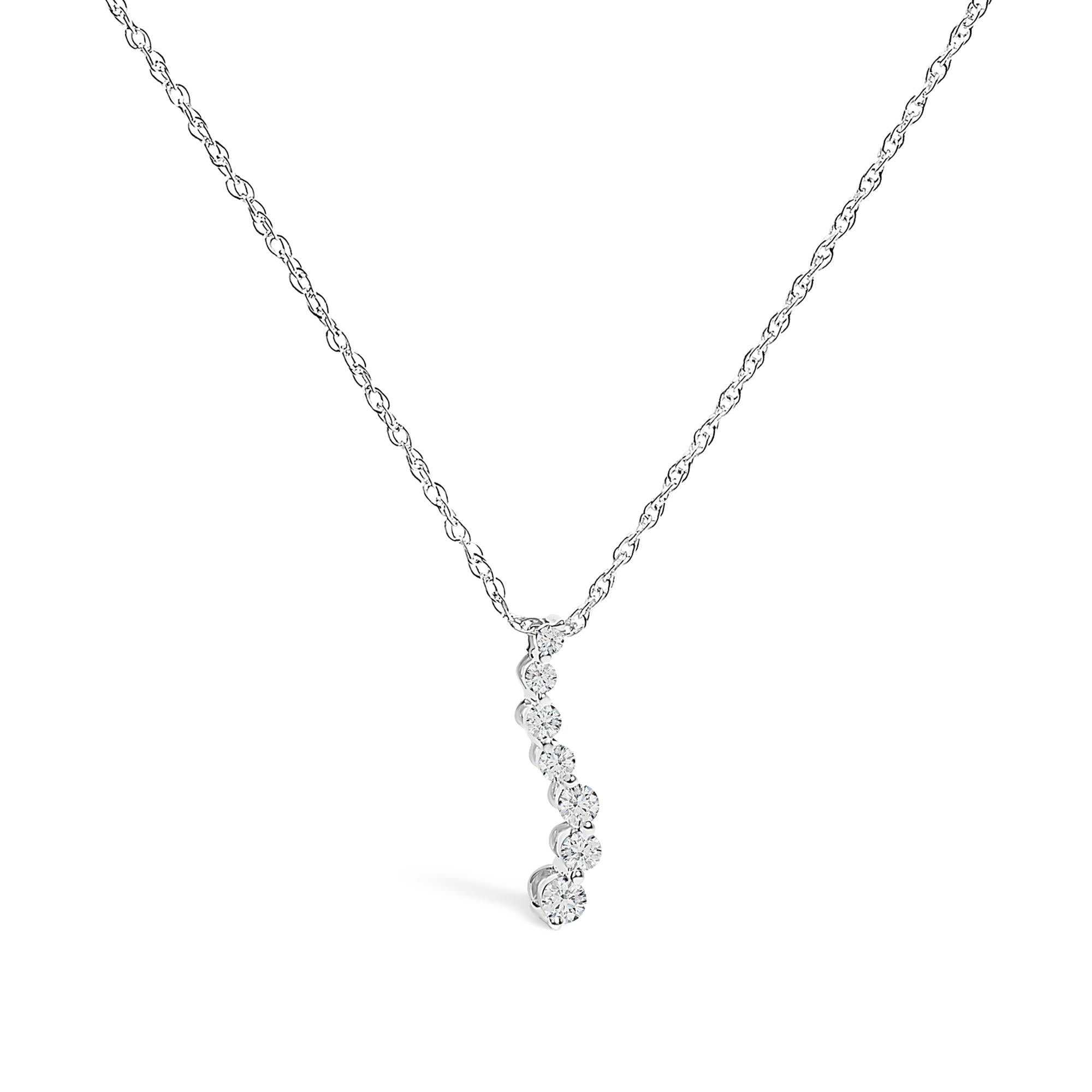 1/4 Ct. T.W. Lab-Grown Diamond Journey Pendant Necklace in Sterling Silver, photo 1