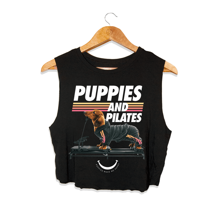 Puppies & Pilates Crop Top in black