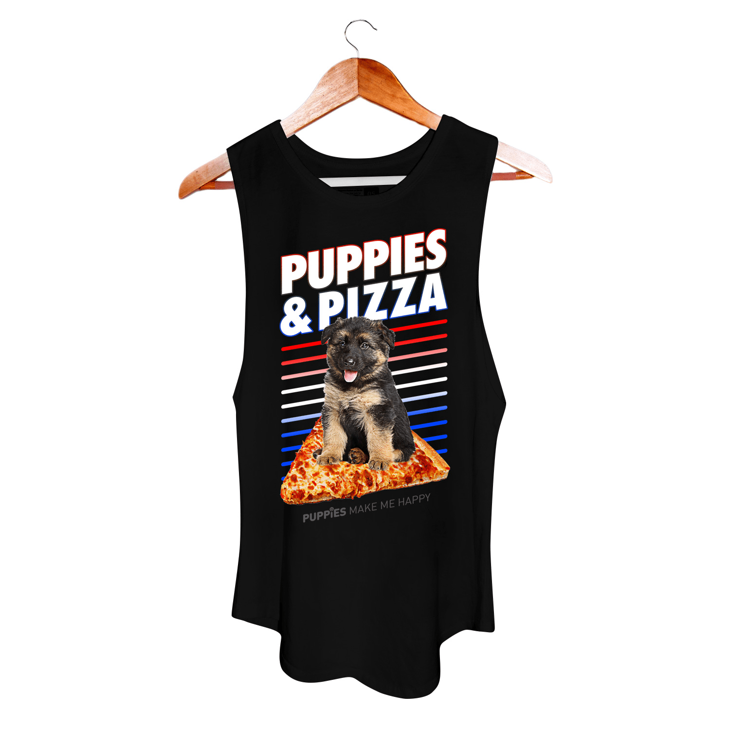 Puppies & Pizza Women's Sleeveless Tank in black