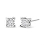 Aretes de botón solitario Miracle-Set con diamantes talla princesa de pureza SI2-I1 de 0.25 a 0.5 ct. p.t. en plata de ley, foto 1