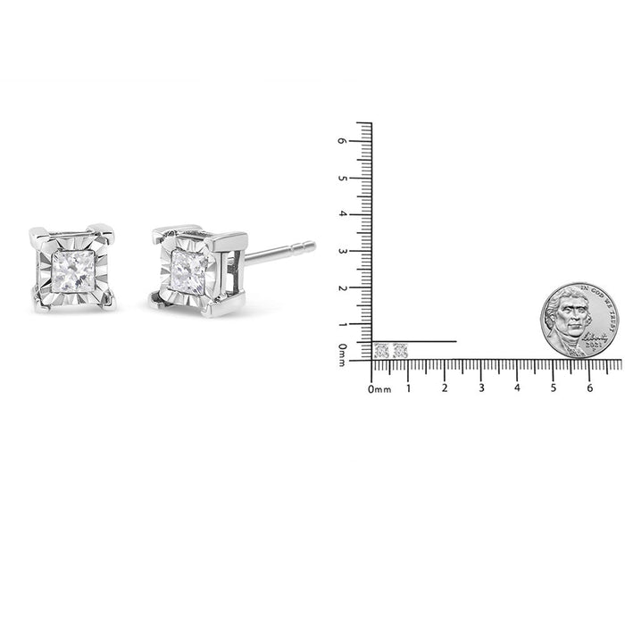 0.25 to 1.25 Ct. T.W. Miracle-Set Princess-Cut Diamond Solitaire Stud Earrings in Sterling Silver, photo 12