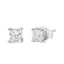Aretes de botón solitarios de 4 garras con diamantes cultivados en laboratorio de 3/8 ct. p.t. en oro blanco de 14K, foto 2
