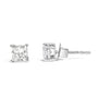 Aretes de botón solitarios de 4 garras con diamantes cultivados en laboratorio de 3/8 ct. p.t. en oro blanco de 14K, foto 4