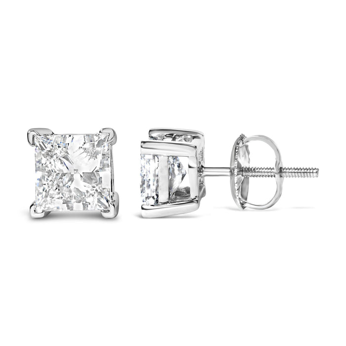 Princess-Cut Lab-Grown Diamond Solitaire Stud Earrings in 14K White Gold, photo 9