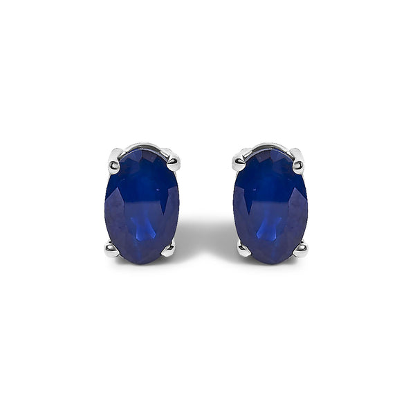 6x4mm Natural Oval Gemstone Solitaire Stud Earrings in Sterling Silver, photo 1