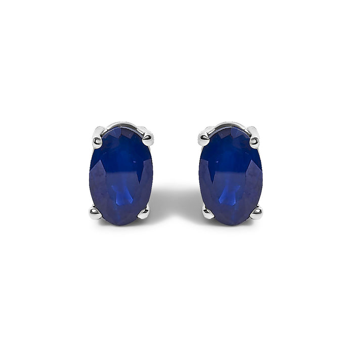 6x4mm Natural Oval Gemstone Solitaire Stud Earrings in Sterling Silver, photo 1