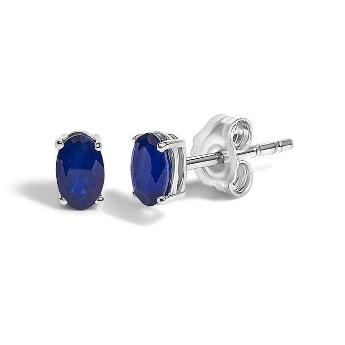 6x4mm Natural Oval Gemstone Solitaire Stud Earrings in Sterling Silver, photo 6