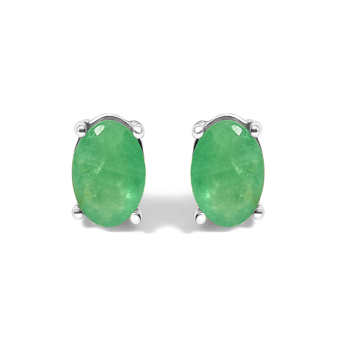 6x4mm Natural Oval Gemstone Solitaire Stud Earrings in Sterling Silver, photo 5