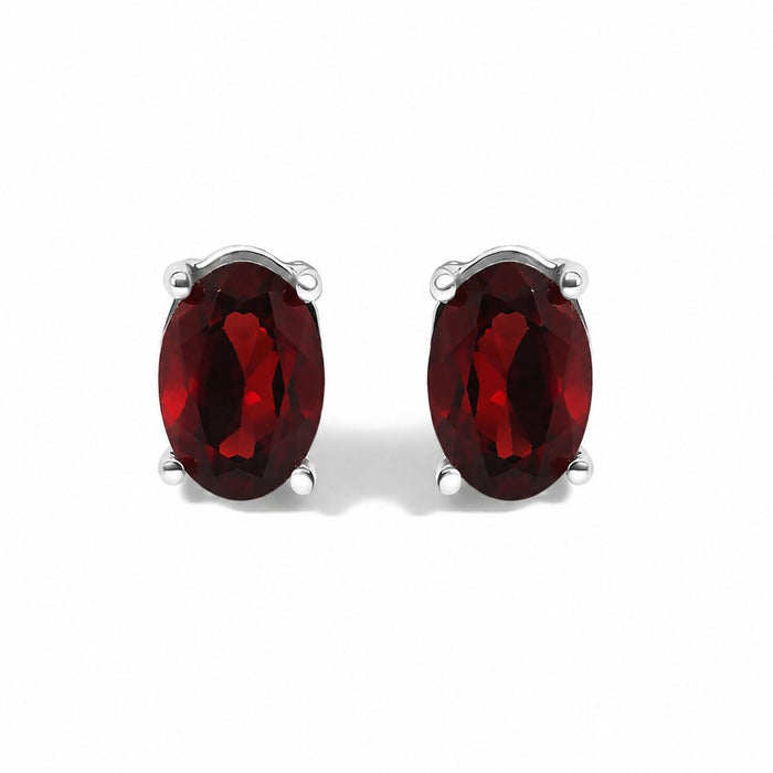 6x4mm Natural Oval Gemstone Solitaire Stud Earrings in Sterling Silver, photo 3