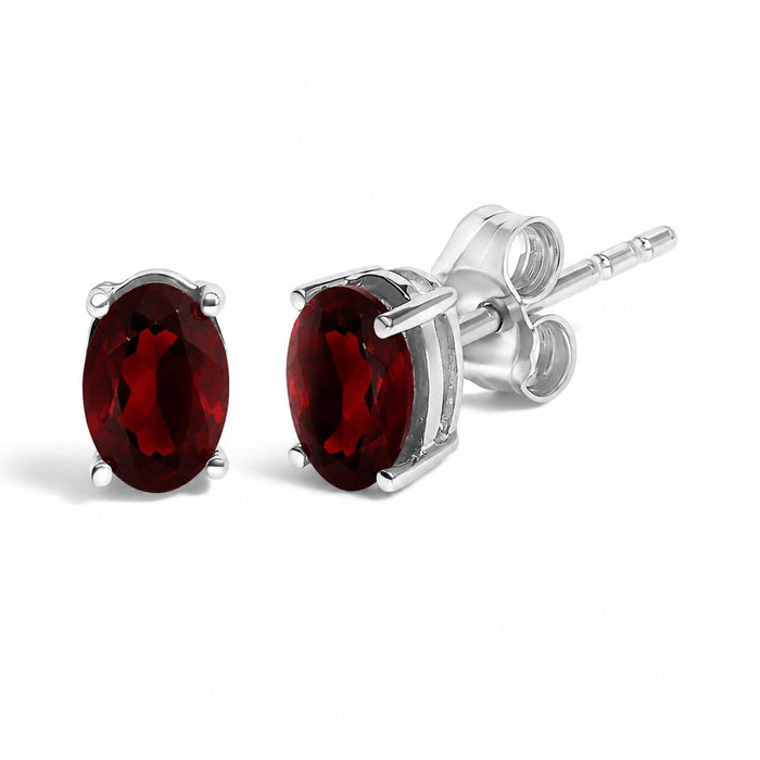 6x4mm Natural Oval Gemstone Solitaire Stud Earrings in Sterling Silver, photo 8
