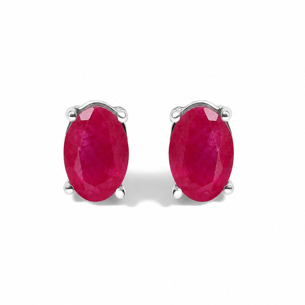 6x4mm Natural Oval Gemstone Solitaire Stud Earrings in Sterling Silver, photo 2