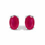 6x4mm Natural Oval Gemstone Solitaire Stud Earrings in Sterling Silver, photo 2