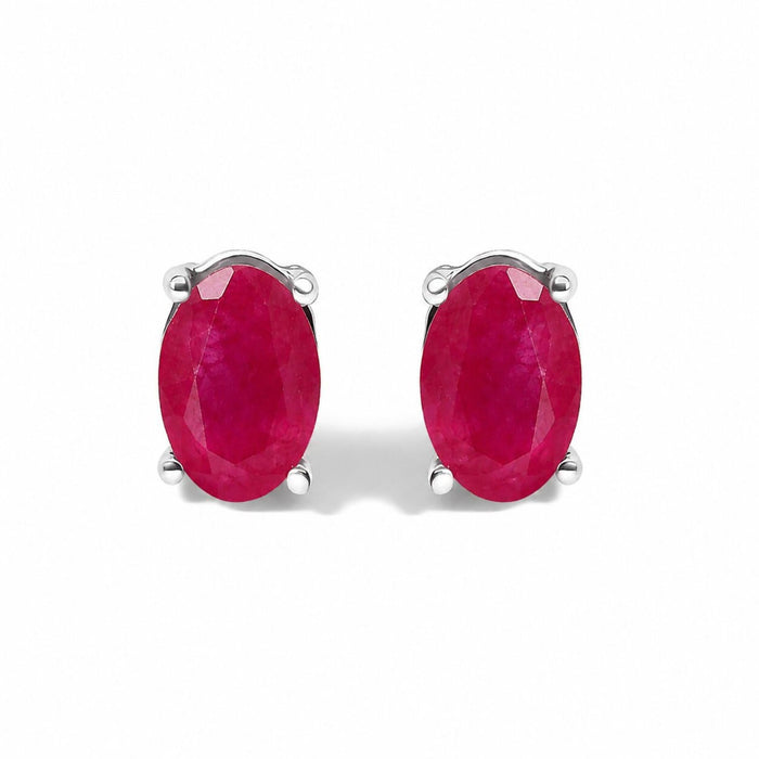 6x4mm Natural Oval Gemstone Solitaire Stud Earrings in Sterling Silver, photo 2