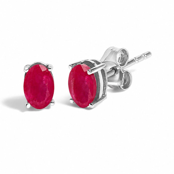 6x4mm Natural Oval Gemstone Solitaire Stud Earrings in Sterling Silver, photo 7