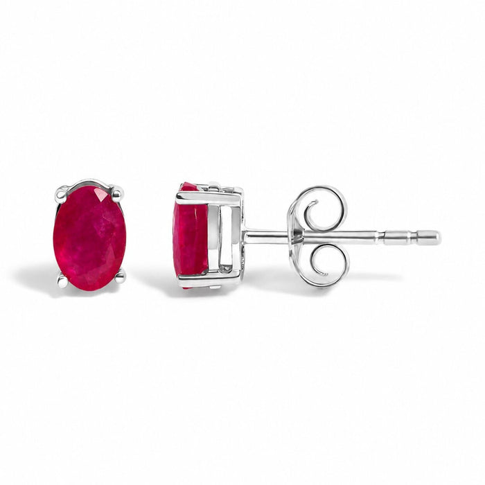 6x4mm Natural Oval Gemstone Solitaire Stud Earrings in Sterling Silver, photo 17