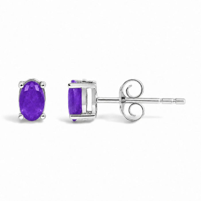 5x3mm Natural Oval Gemstone Solitaire Stud Earrings in Sterling Silver, photo 19