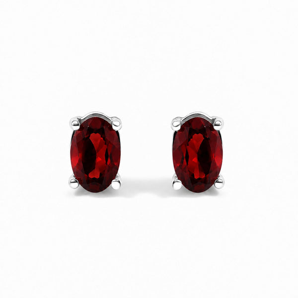 5x3mm Natural Oval Gemstone Solitaire Stud Earrings in Sterling Silver, photo 2