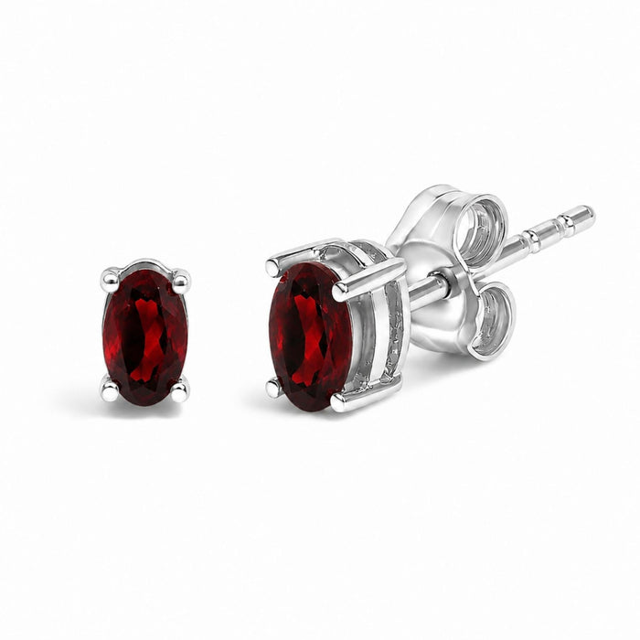 5x3mm Natural Oval Gemstone Solitaire Stud Earrings in Sterling Silver, photo 7
