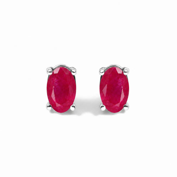 5x3mm Natural Oval Gemstone Solitaire Stud Earrings in Sterling Silver, photo 1