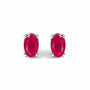 5x3mm Natural Oval Gemstone Solitaire Stud Earrings in Sterling Silver, photo 1