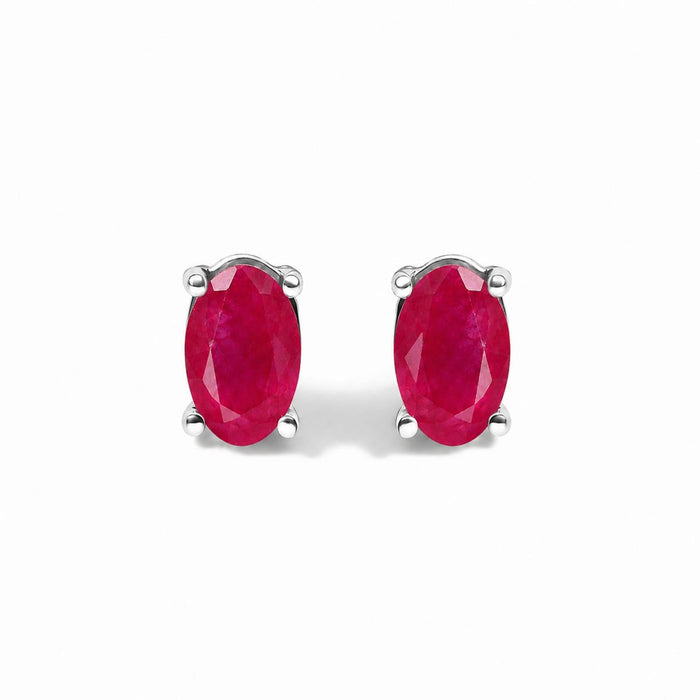 5x3mm Natural Oval Gemstone Solitaire Stud Earrings in Sterling Silver, photo 1