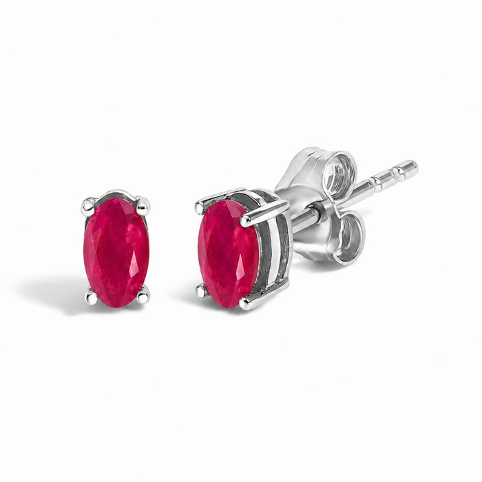 5x3mm Natural Oval Gemstone Solitaire Stud Earrings in Sterling Silver, photo 6