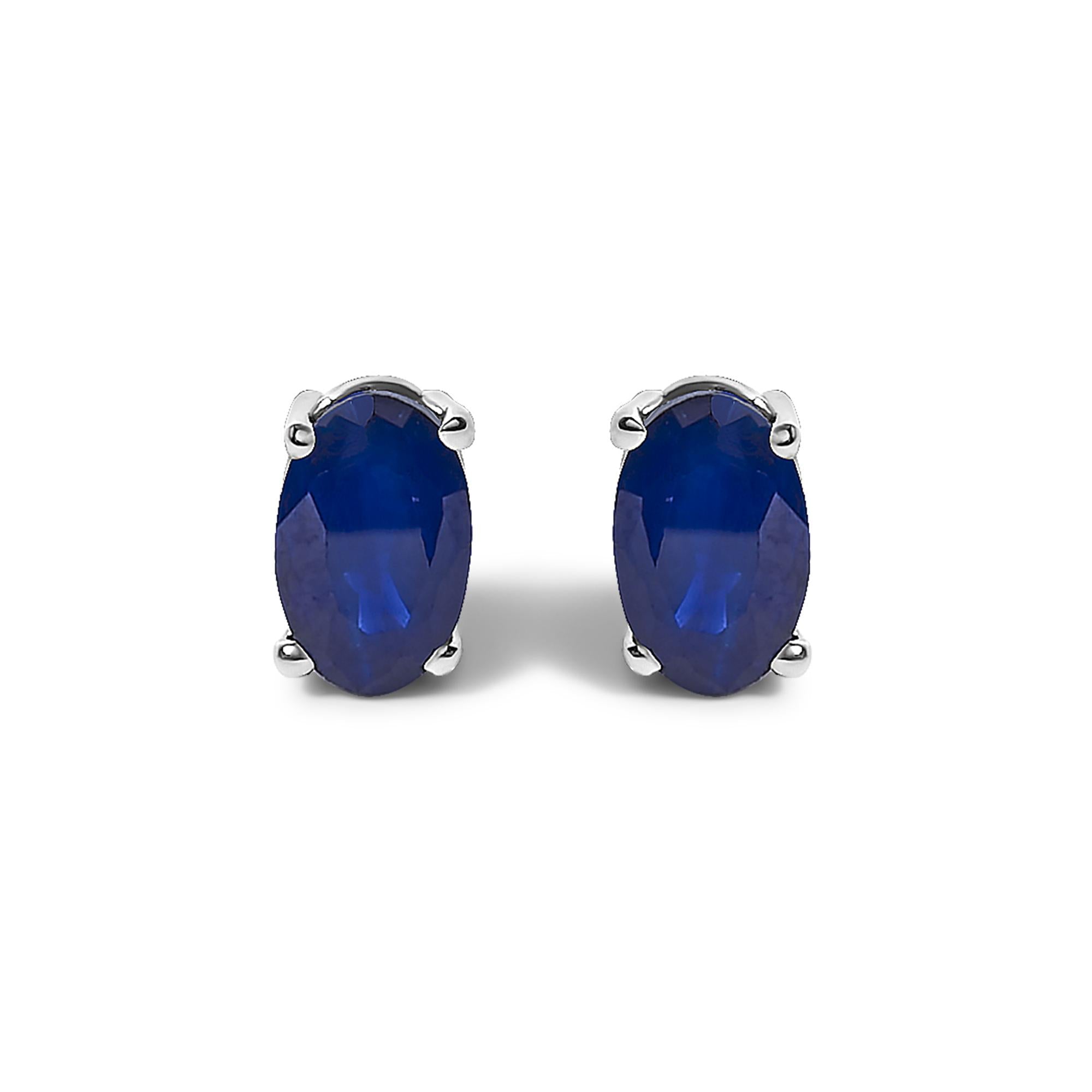 5x3mm Natural Oval Gemstone Solitaire Stud Earrings in Sterling Silver, photo 5