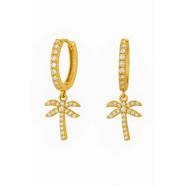 Palm Tree Cubic Zirconia Hoop Earrings, photo 1