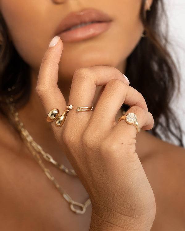 14K Gold Diamond Nail Cuff Ring, photo 2