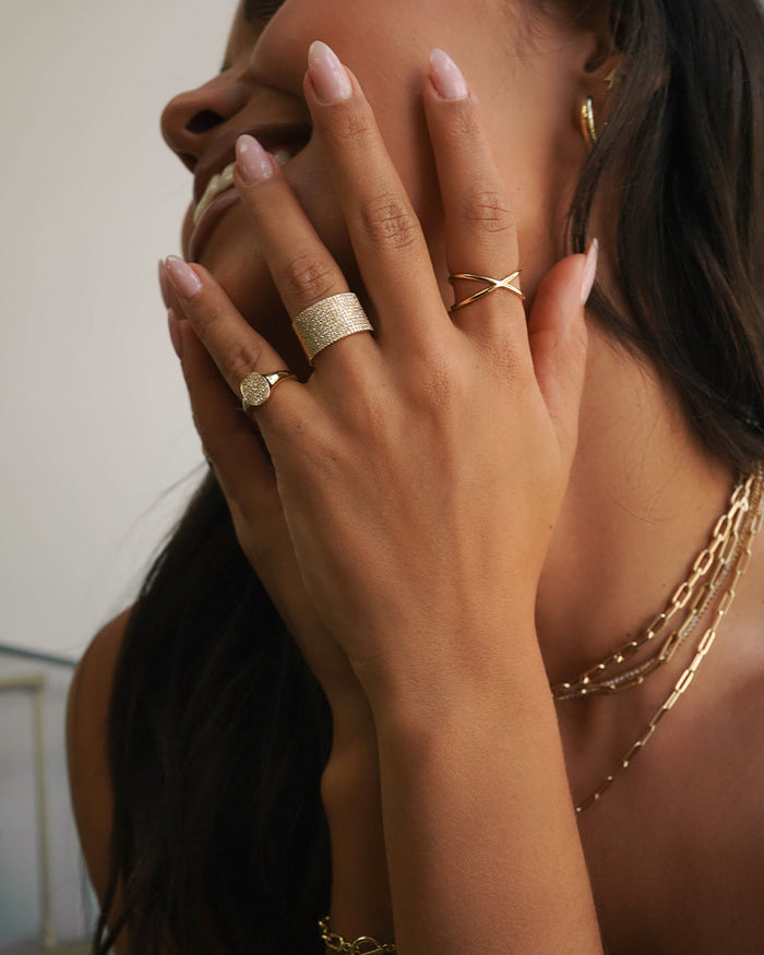 14K Gold Pave Diamond Signet Ring, photo 10