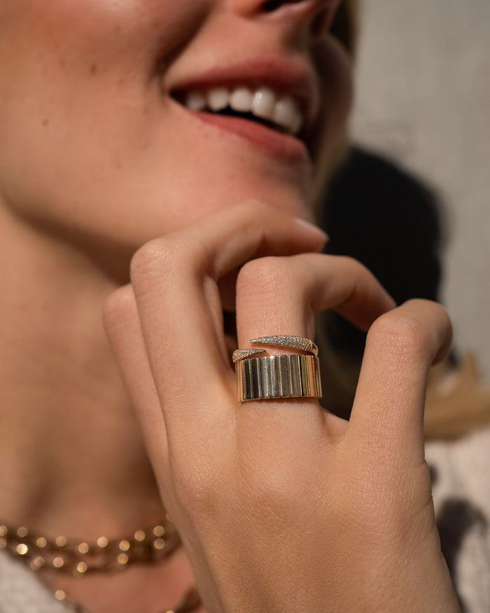 14K Gold Pave Diamond Spike Claw Ring, photo 5