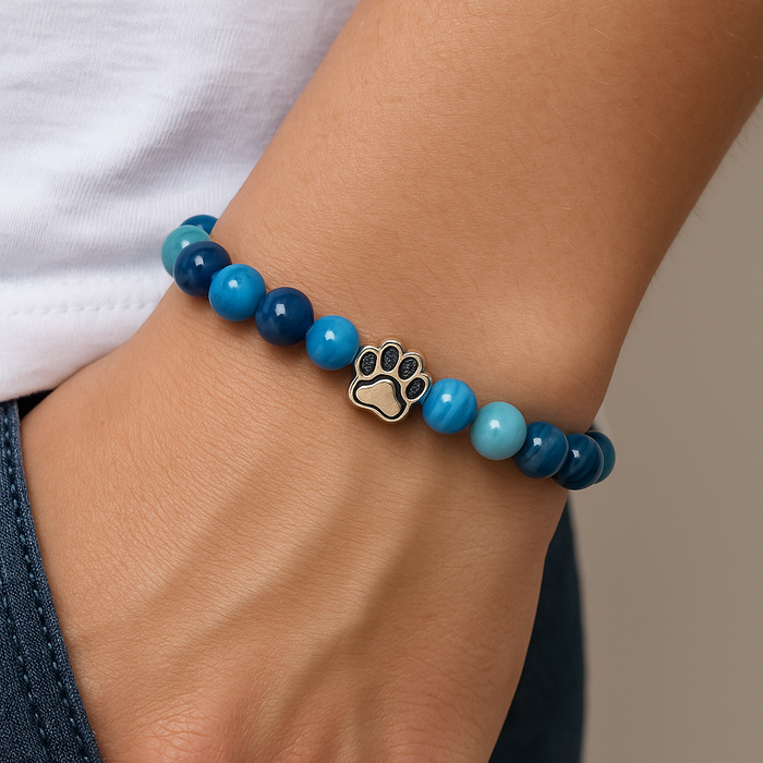 PawZee Azure Agate Paw Print Charm Bracelet, photo 3