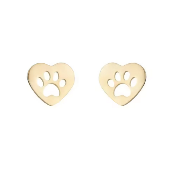 Heart Paw Cutout Stud Earrings, photo 1